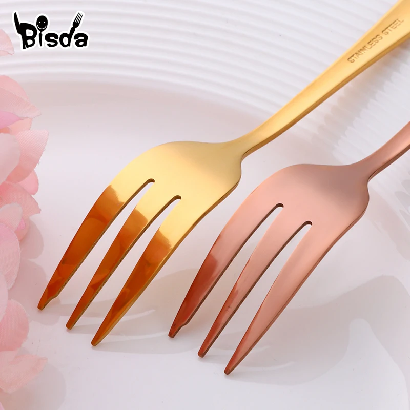 Набор чайных вилок из нержавеющей стали 1 шт. маленькая вилка с золотыми фруктами