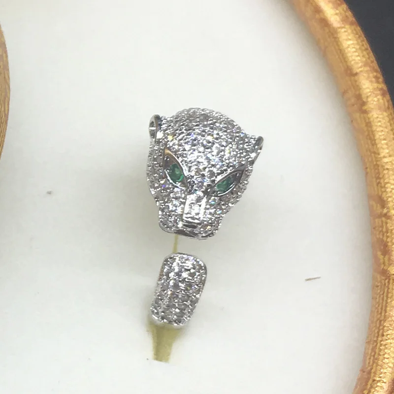 Высококачественное Открытое кольцо с головой леопарда для женщин и мужчин