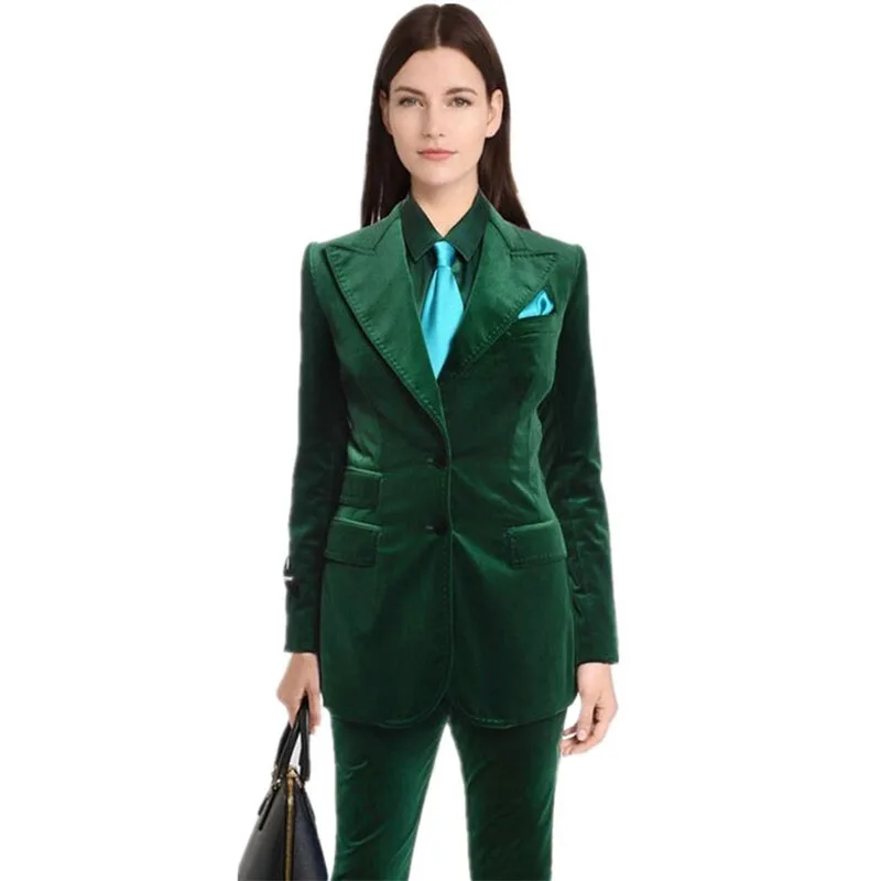 Бордовые бархатные торжественные костюмы из 2 предметов (пиджак + брюки) женские