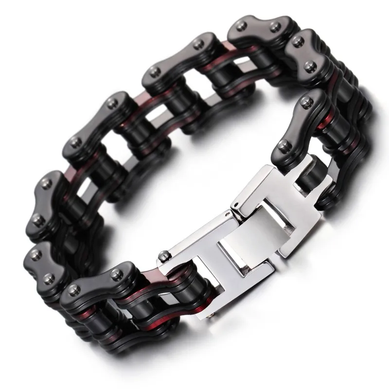 

16mm Width Chunky Stainless Steel Bike Chain Bracelet For Men Heavy Bicycle Motorcycle Chain Bracelets Punk Rock Jewelry