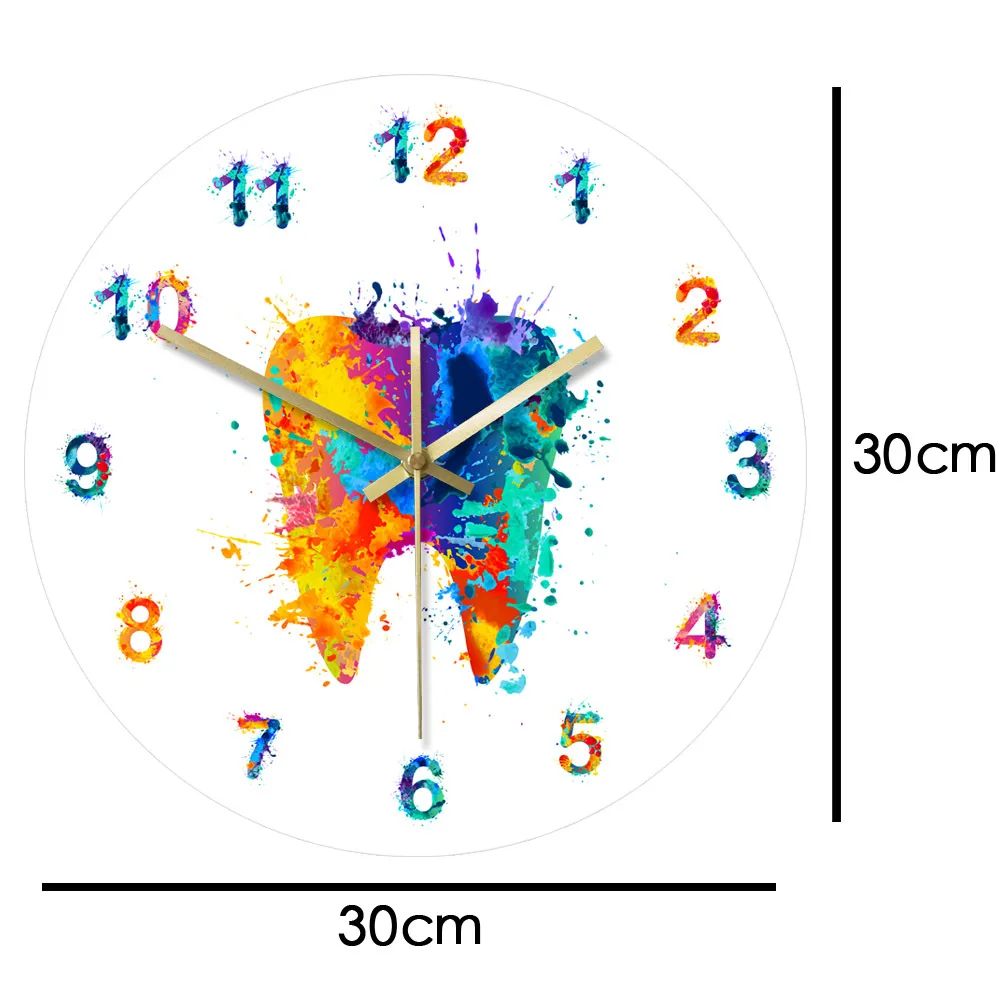

12 inches Creative watercolor painting teeth printing wall clock Wall art wall clock gift