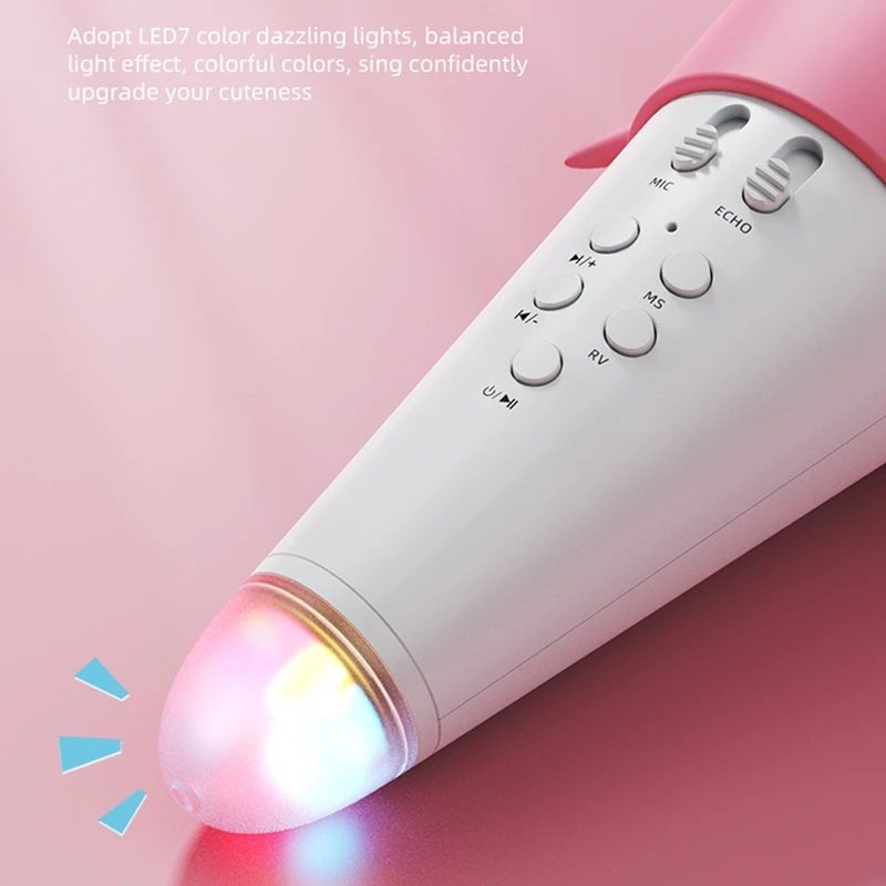

Children Wireless Microphone LED Colorful Light Karaokes Microphone Speaker Portable Microphone for Smart Phone PC