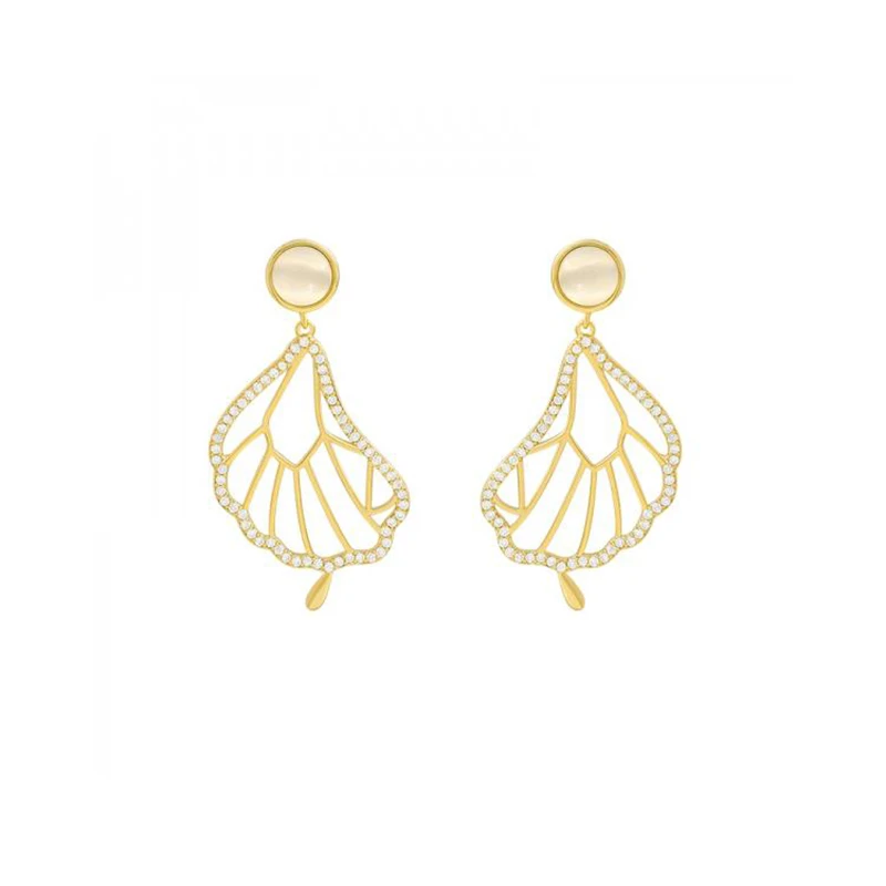 Корейские модные абстрактные простые серьги гвоздики в виде листьев лотоса с