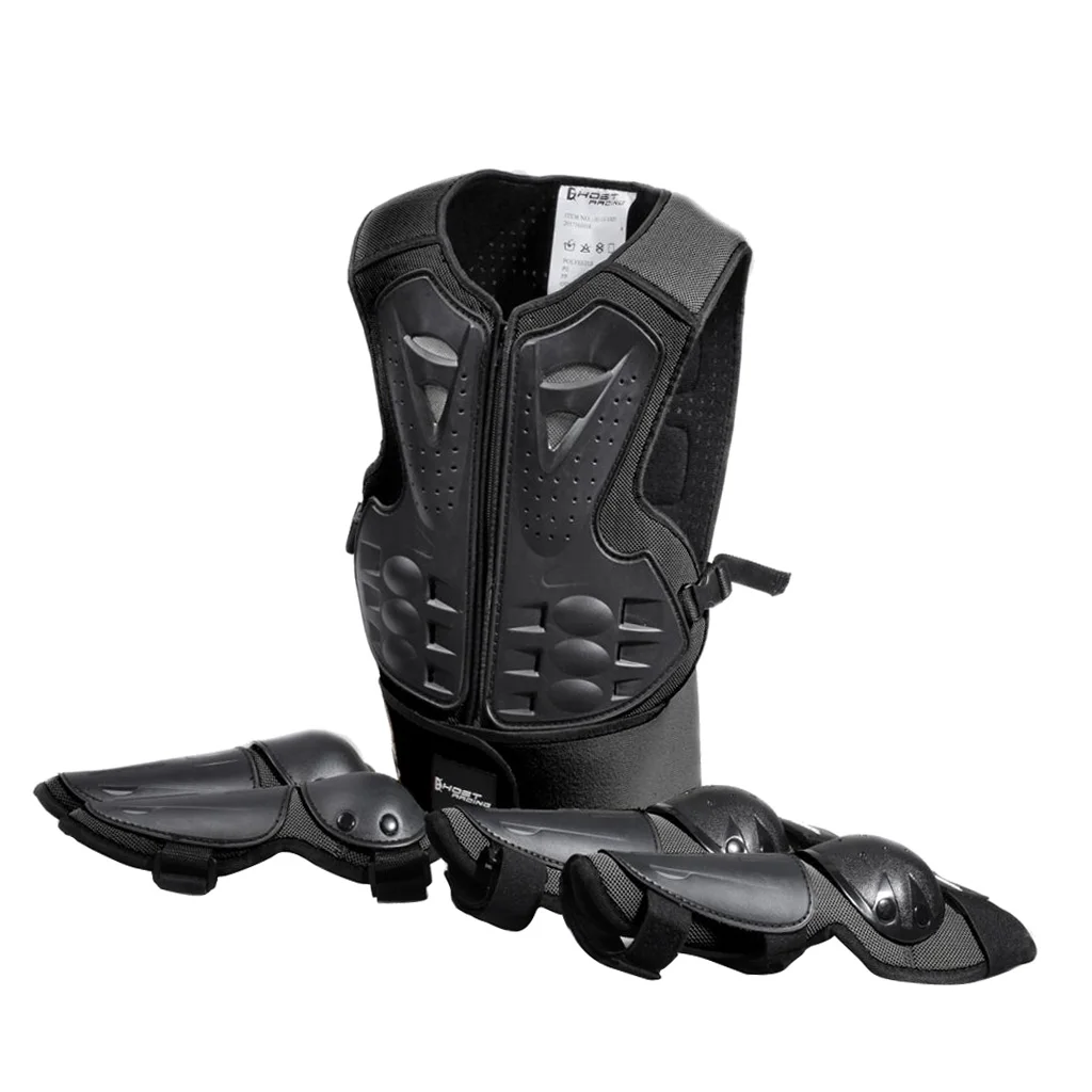 Детские наколенники для защиты груди и спины катания на лыжах мотоцикле черные |