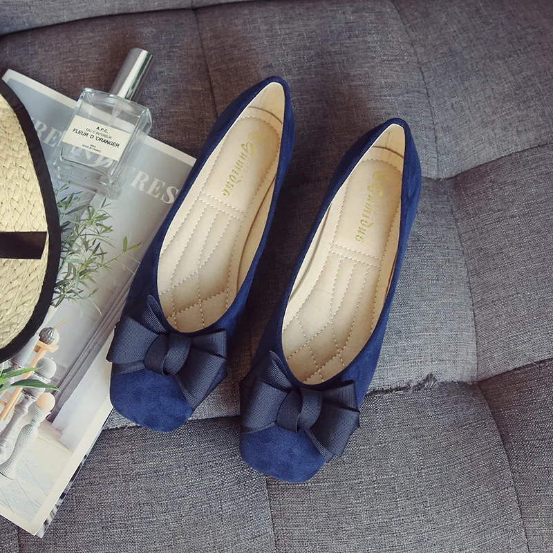 Лоферы женские однотонные с бантом-бабочкой удобные повседневные туфли на