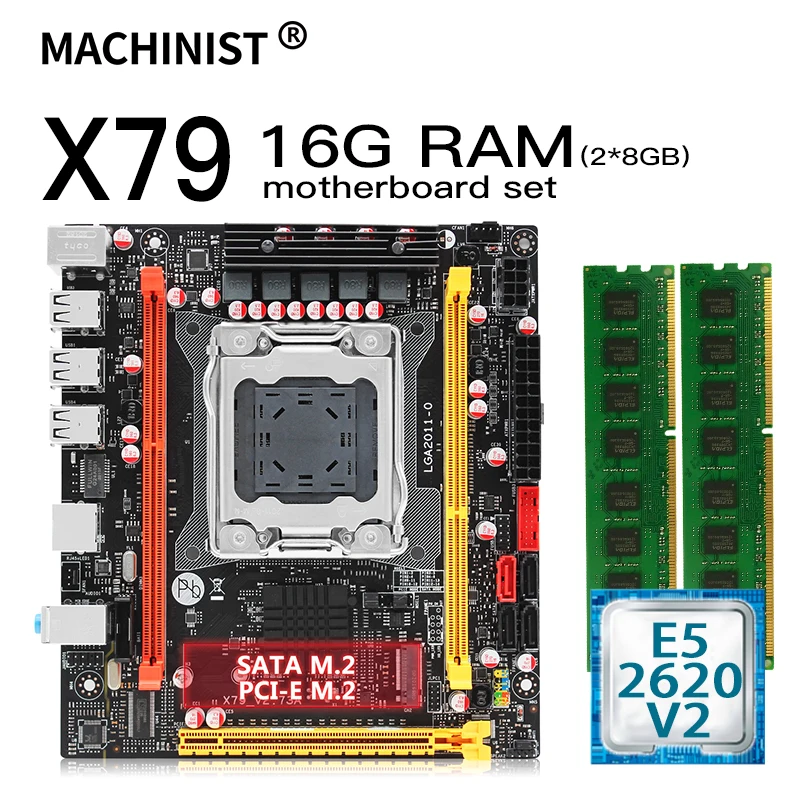 Online X79 Desktop Motherboard LGA 2011 Set Kit Mit Intel Xeon E5 2620 V2 Prozessor Und 16G(2*8G) DDR3 RAM Mini-itx Mainboard X79 V 2,7