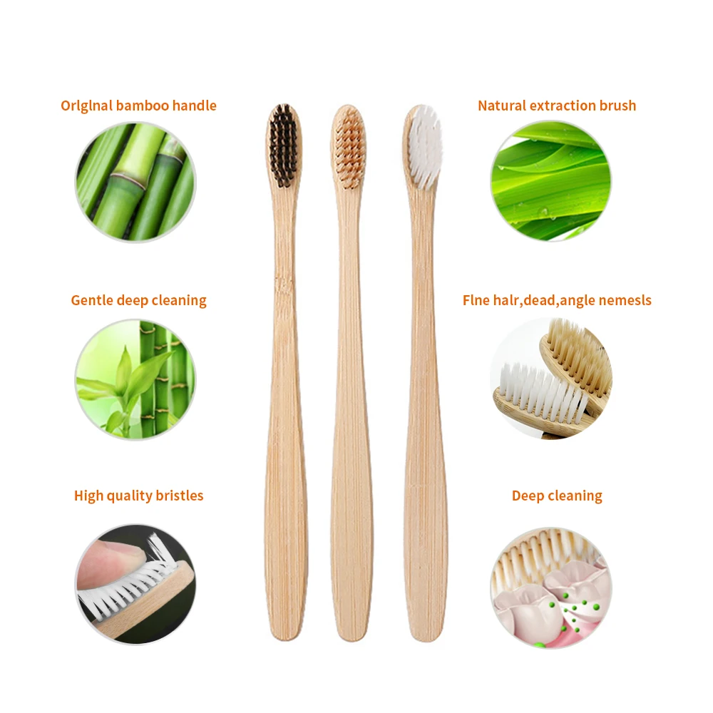 10 шт. зубная щетка с мягкой щетиной деревянная натуральный бамбук ручка Уход за