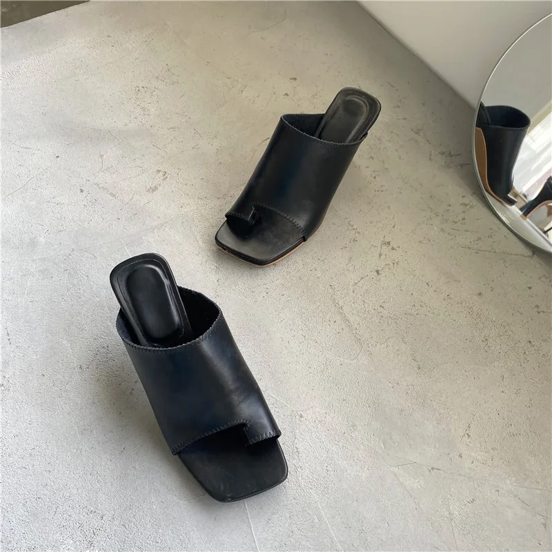 Шлепанцы женские на платформе и высоком каблуке резиновые сандалии квадратный