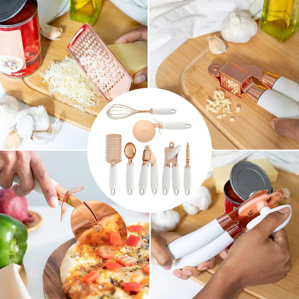 

7pcs Garlic Press Pizza Cutter Kitchen Gadget Set Can Opener Potato Cooking Kitchenware Kitchen Accessories
