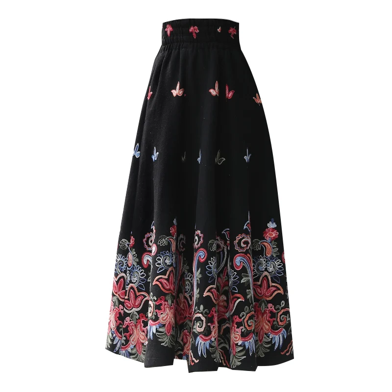 2019 шерстяная длинная юбка женская осенняя и зимняя большая Теплая винтажная