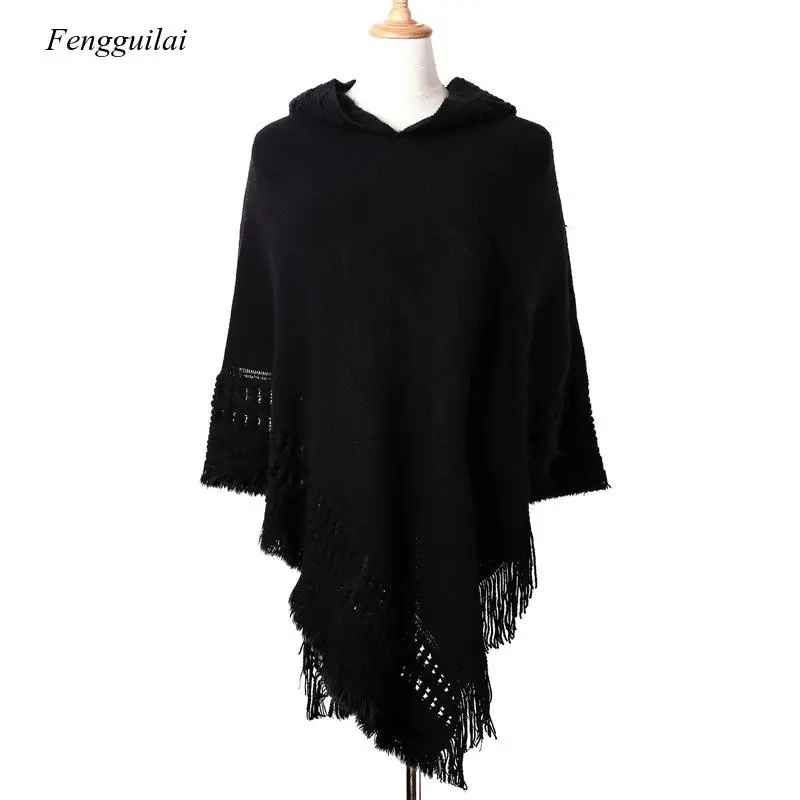 

New Women Ladies Tassel Cape Fringe Poncho Oblique Stripe Bohemian for Women
