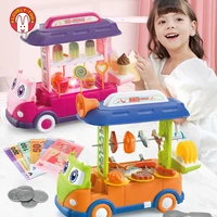 kids ice cream truck toy 2 in 1 mini shopping cart play money musical bus deformed pretend play vending machine toys for girls