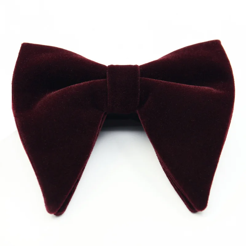 

New Fashion Velvet Big Bowties for Women Mens Groom Wedding Bow Tie Skinny Solid Color Gravatas Slim Black Cravat Accessories