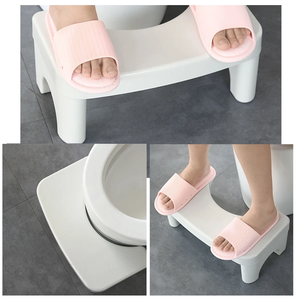 

7-Inch Sturdy Plastic Footstool for Toilet for Adults Pregnants Elders Non-Slip Toilet Stool for Kids Toddler Potty Training