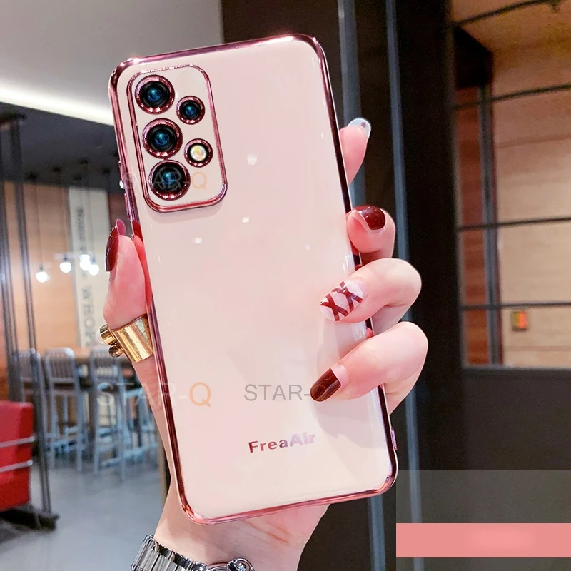 luxury plating mirror phone case for samsung galaxy a72 a52 a32 4g 5g a53 galaxi a 72 52 32 2021 soft silicone camera full cover free global shipping