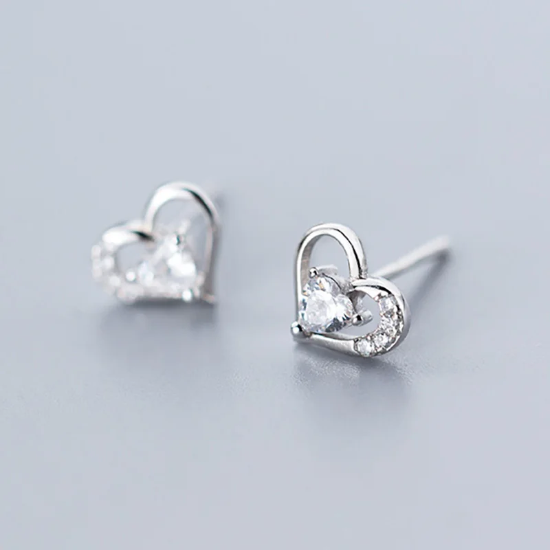 Trusta 925 пробы серебряные ювелирные изделия модные милые миниатюрные 8 мм X 7 мм полые серьги-гвоздики в форме сердца подарок для девочек, детей, леди DS514 - Окраска металла: G3464 Silver