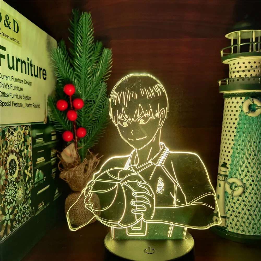 Ночник Haikyuu Kageyama Tobio 3D светодиодный светильник визуальное настольное освещение