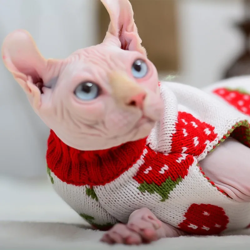 Дешево Новинка осенне-зимняя одежда для кошек Sphynx сохраняющий тепло жилет с принтом для кошек без волос классическая одежда для щенков свитер для ...