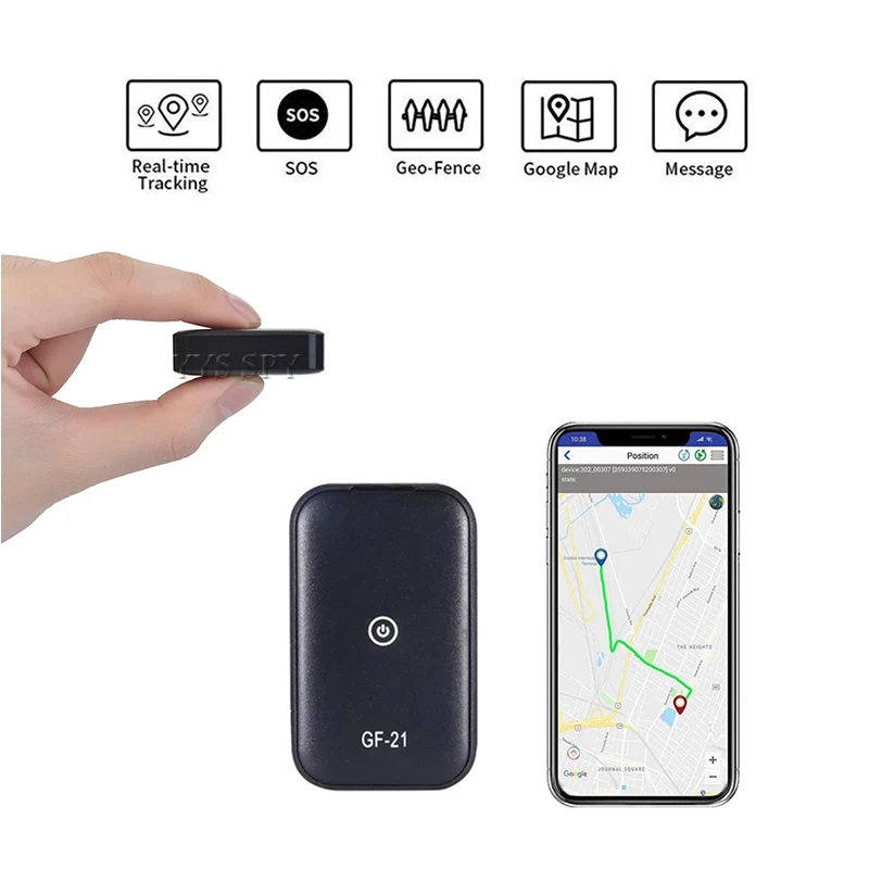 Gravador de Voz Mini Tracker Wifi Posicionamento Sos Geo Cerca Alarme 2g Sim Sms Aplicativo Remoto Encoberto Localizador Carro Crianças Animais Estimação Gf21 Gps Lbs