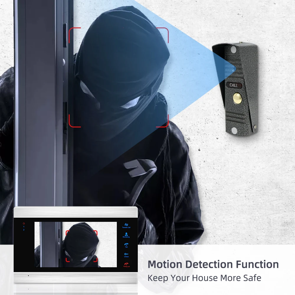 Проводная видеодомофонная система высокого разрешения 7 дюймов TFT с