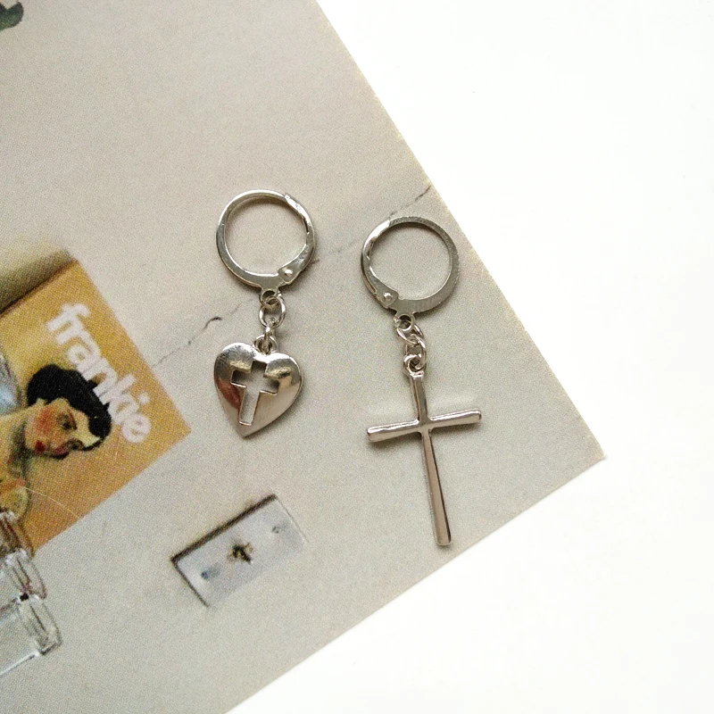 2019 новый круглый серебряного цвета кресты простые Подвесные серьги корейская