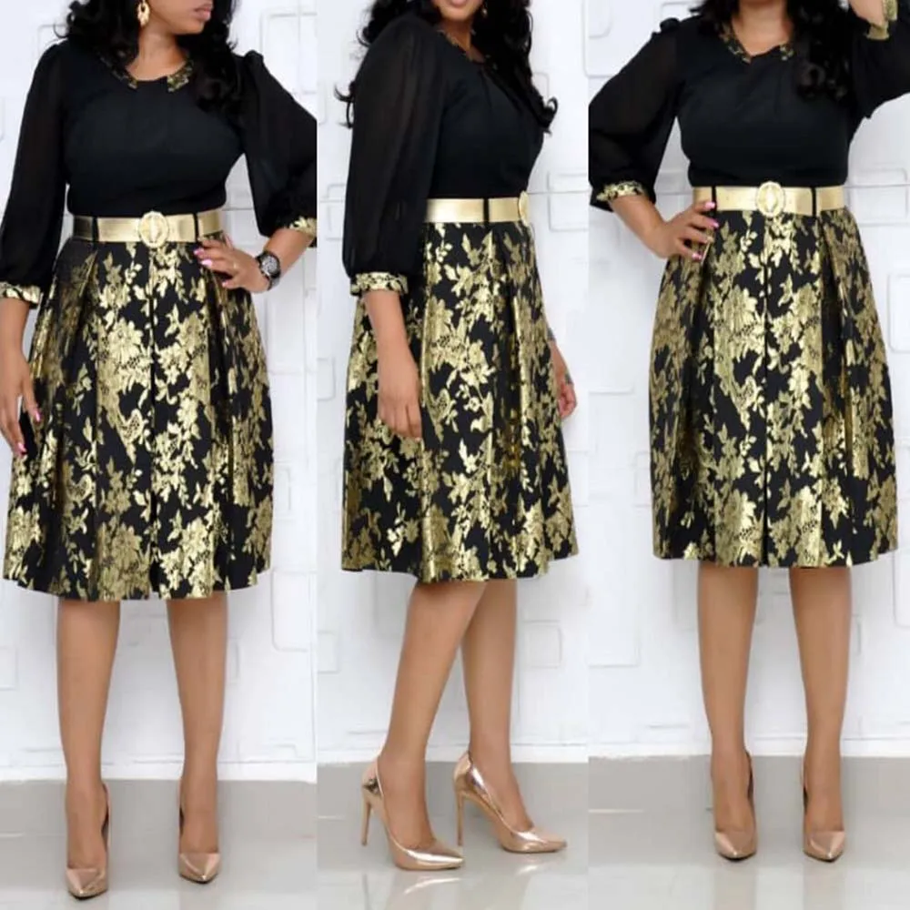 Летнее платье миди женское 2020 Винтаж золотистого цвета с аппликацией в виде