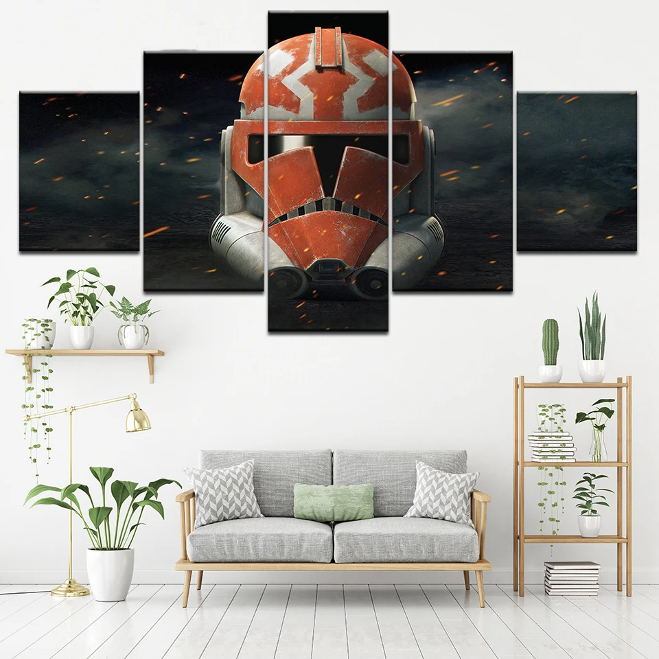 Модульные картины на холсте настенные 5 шт. Fallout Power Armor Helmet реквизит для игр постер