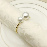 12pcs napkin rings hotel table iron wire towel buckle pearl napkin ring napkin ring cloth ring napkin buckle table decoration
