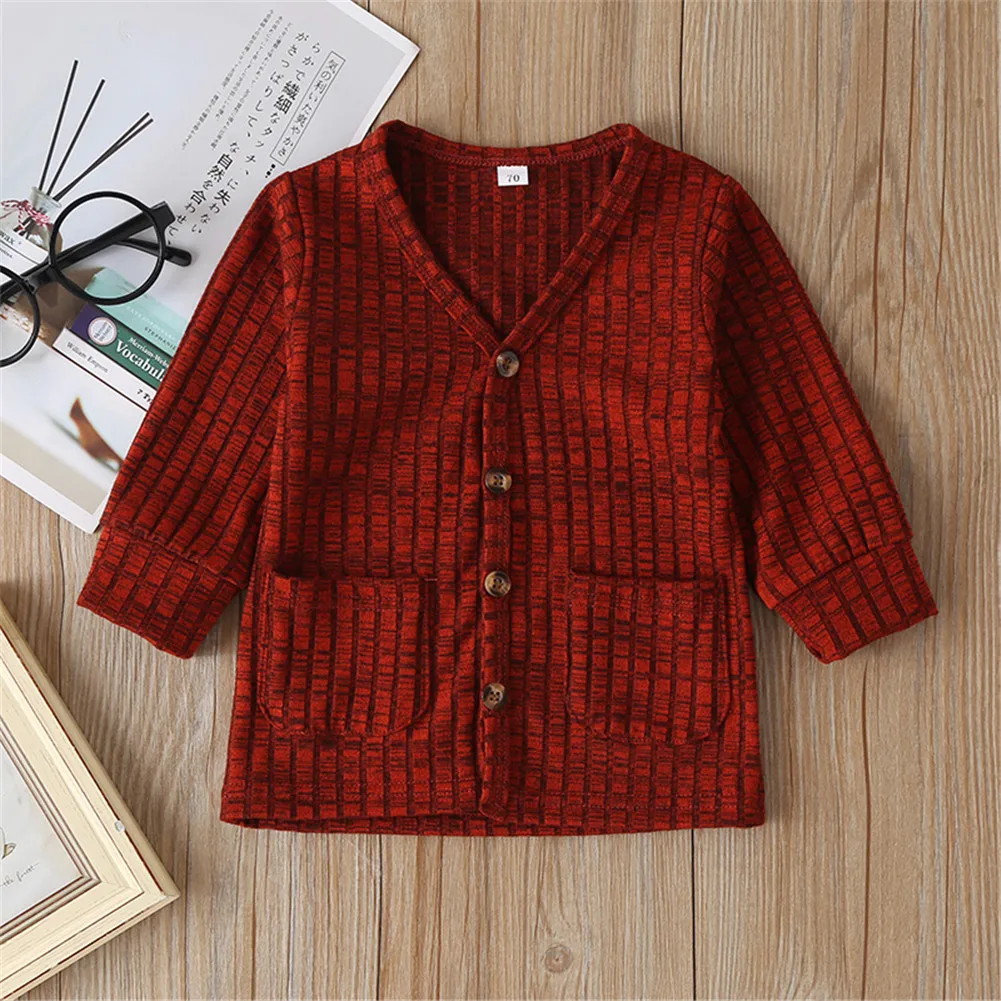 0-3Y Newborn Baby Unisex Kid Top Jacket Coat Knitted Sweater Solid Single Breasted Autumn Outfit Clothes |