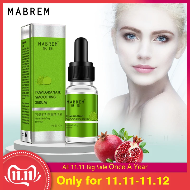 MABREM Pomegranate Fine Pores Face Serum Whitening Plant Skin Care Anti Aging Anti Wrinkle Cream Reduce Acne Marks Care 10ml