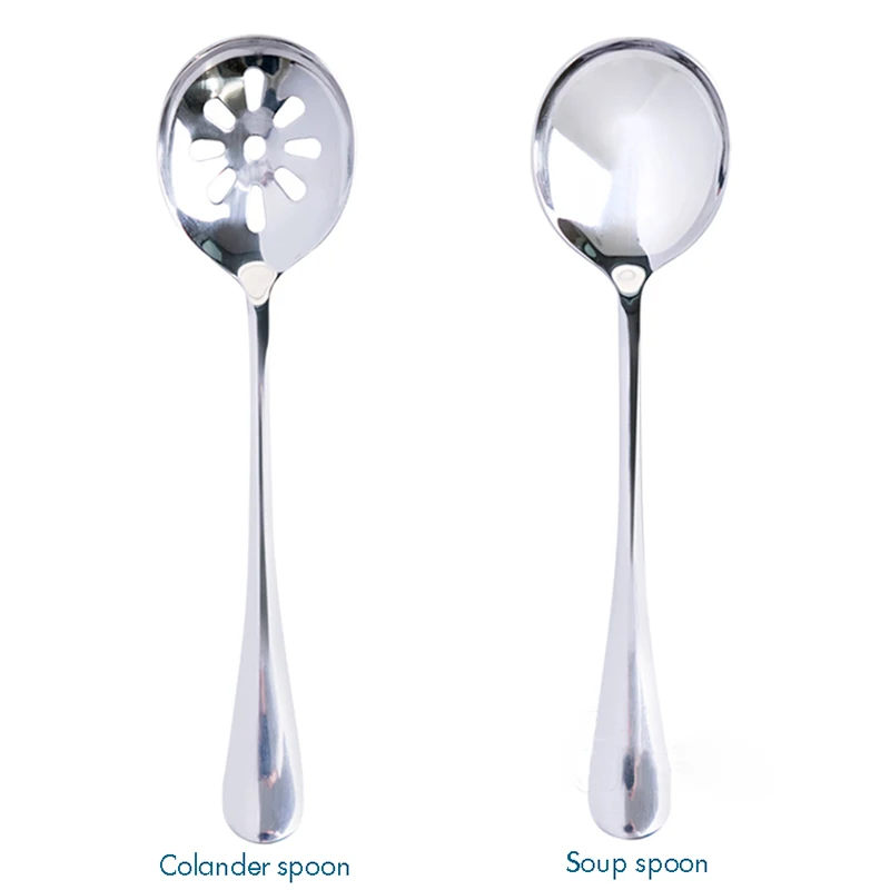 

Stainless Steel Table Spoons With Long Handle Soup Colander Spoon For Ice Cream Dinner Kitchen Rice Salad Tableware Tool