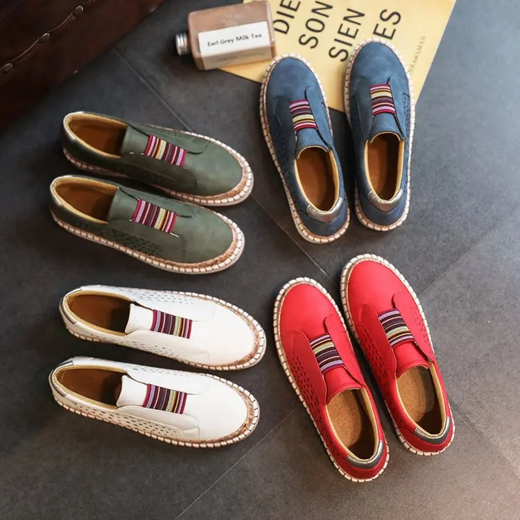 

2022 New Style Sneakers Women's Round Head Deep Mouth Rubber Low Heel Sports Shoes Hollow PU Flat Bottom Trendy Women's Shoes