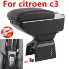Для citroen c3 подлокотник для citroen C3 II центр коробка для хранения в автомобиле, аксессуары для интерьера с USB светодиодный