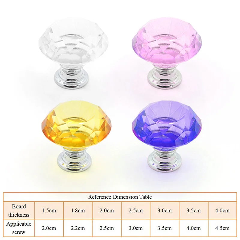 Металлические ручки в форме алмаза стеклянные 30 мм для кухонного шкафа дверцы