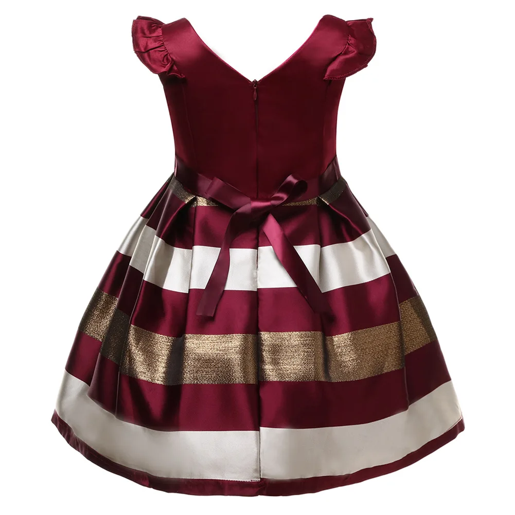 Летнее свадебное платье в полоску без рукавов с цветочным узором для девочек