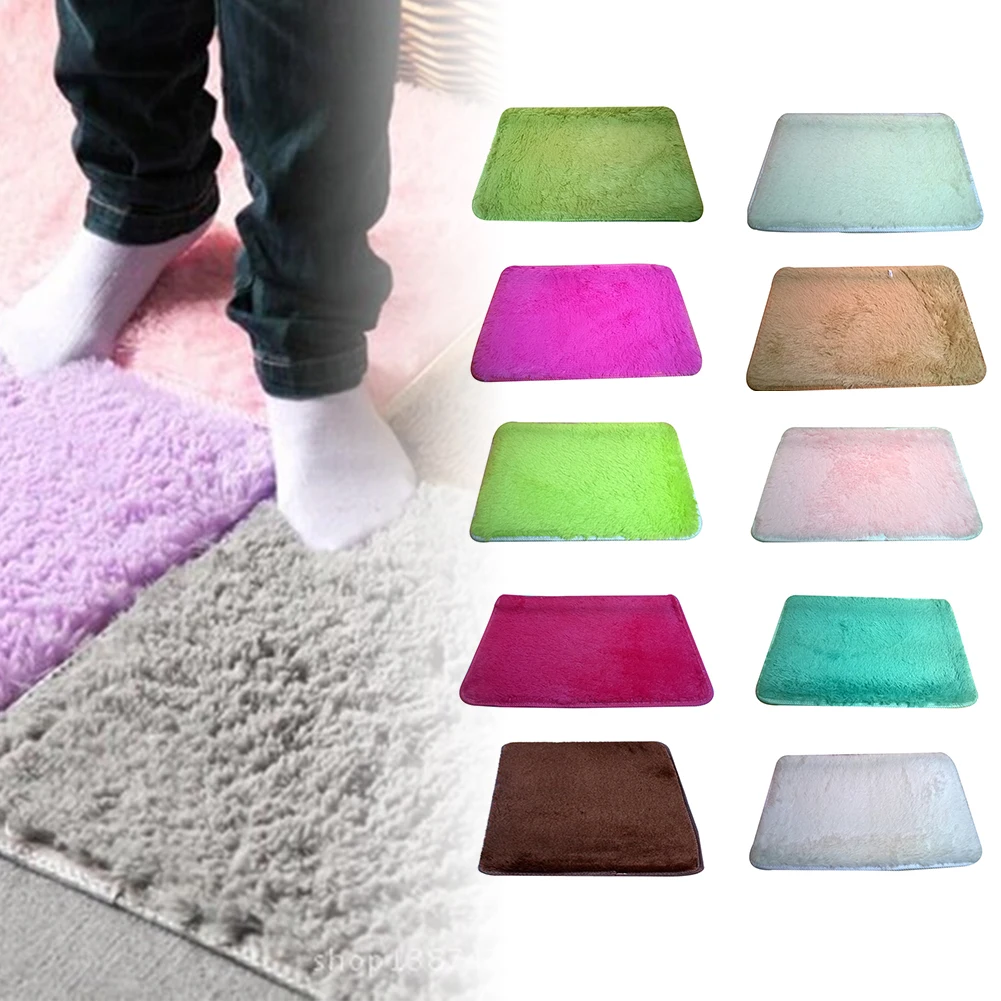 Одноцветные плюшевые напольные прокладки Нескользящие лохматые коврики