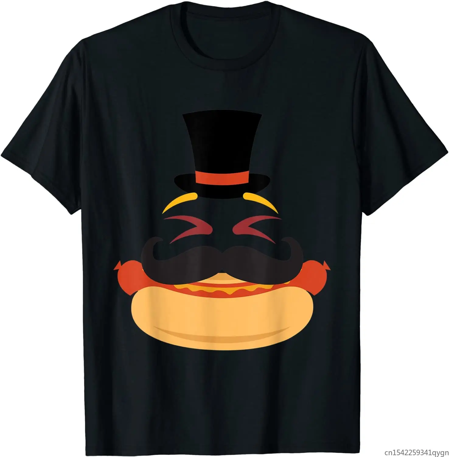 

Mr Hot Dog Face With Big Moustache Funny Cartoon T-Shirt Unisex Tee