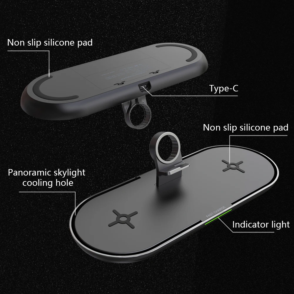 25W Qi Wireless Charger 3 in 1 Fast Charging Station for Apple Watch 5 4 2 iPhone 11 XS XR 8 X Airpods Pro Fold Stand Pad New | Мобильные