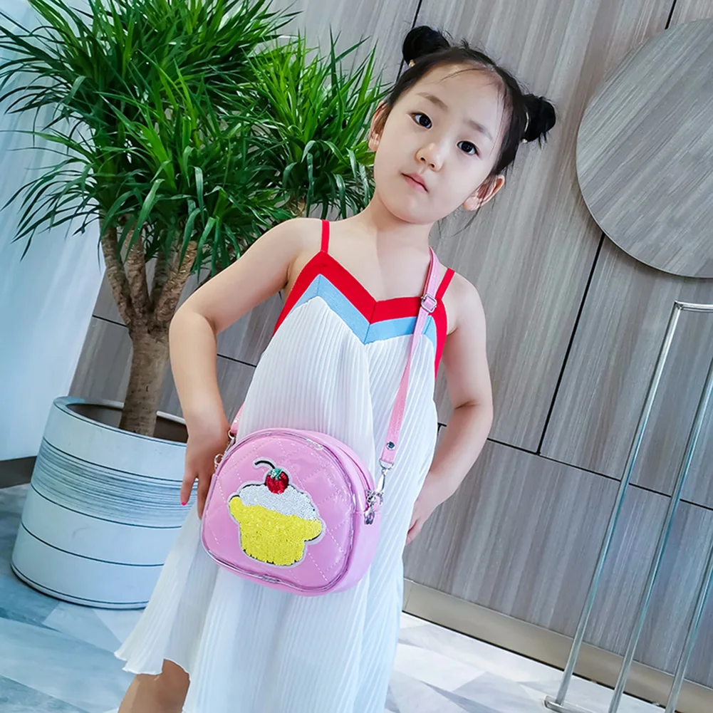 Детская сумка через плечо из искусственной кожи для девочек с вышивкой тортом и