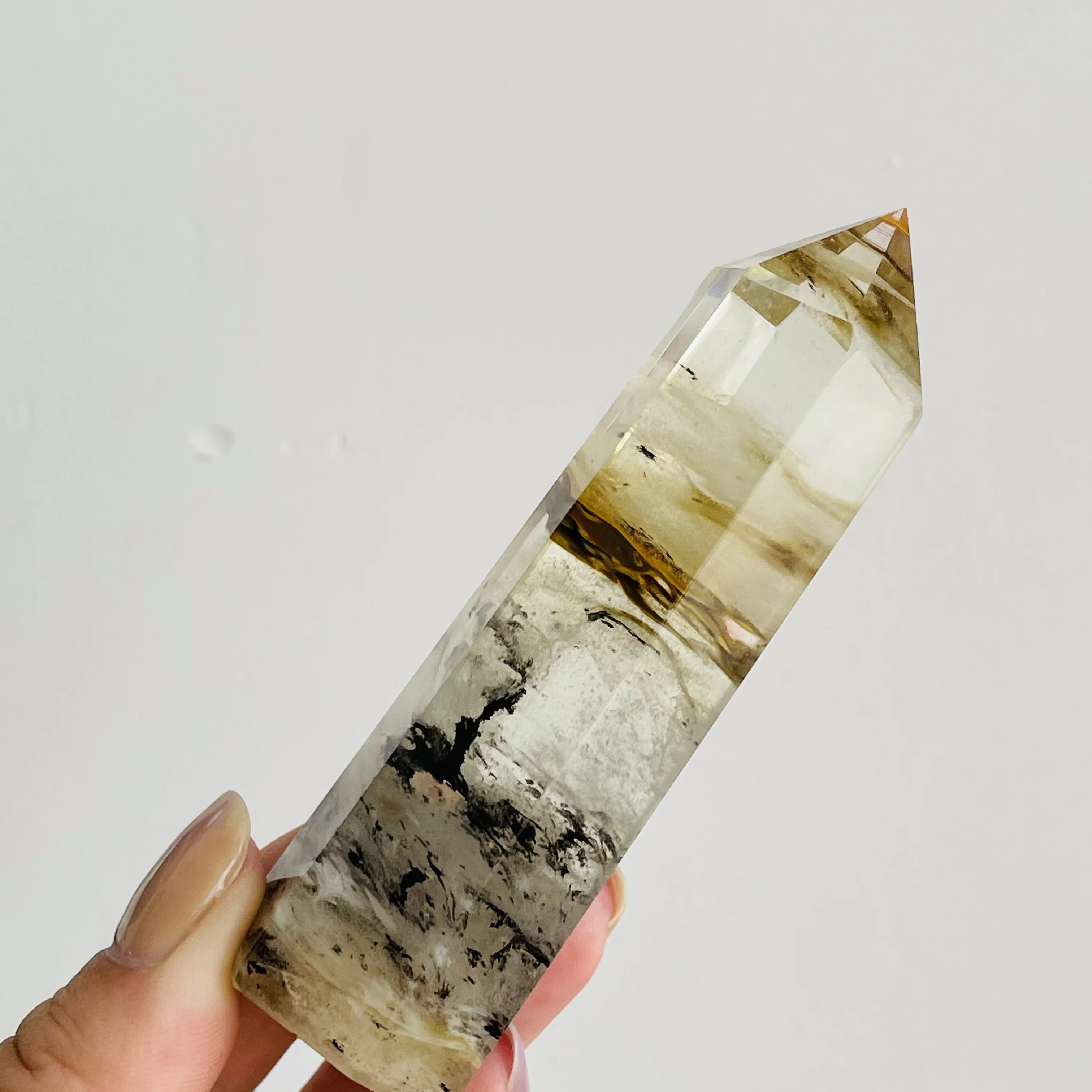 

Tiger Skin Smelting Stone Crystal Point Hexagonal Prism Ornament Home Decor