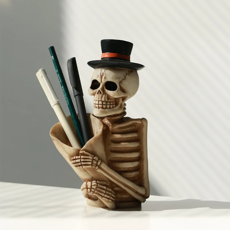 Держатель для ручки в виде черепа настольный органайзер кисточек макияжа