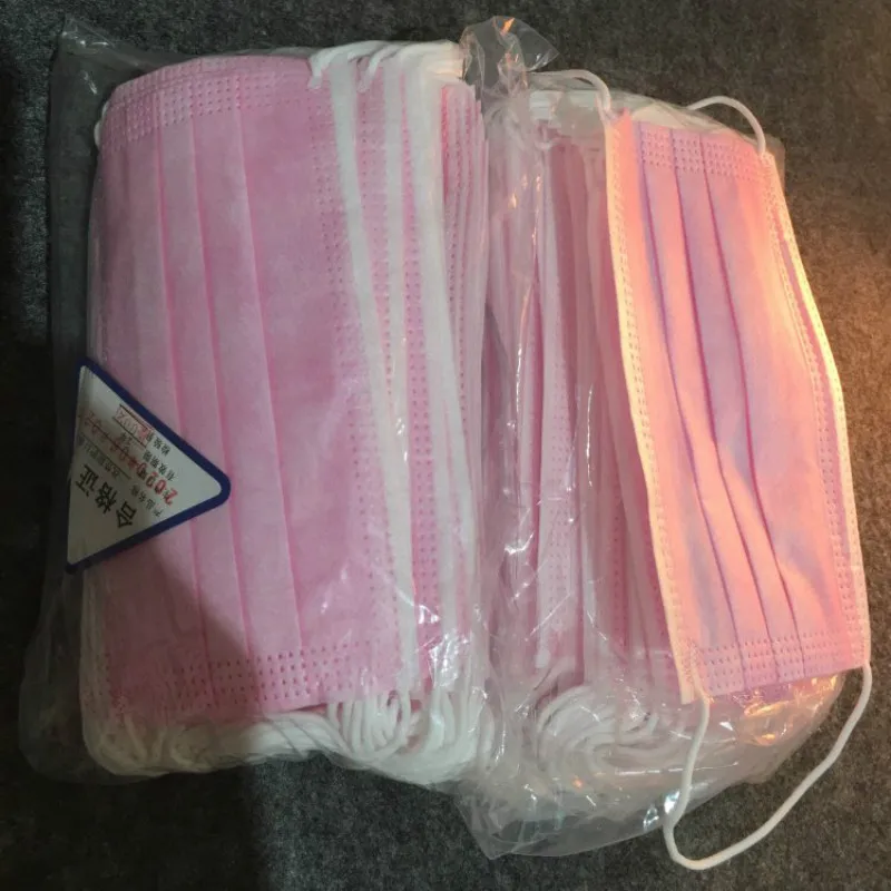 

Face Mask Disposable Non-woven 3 Layer Ply Filter Mask Mouth with Elastic Earband Breathable Adult Mouth Mask In Stock 10/500pcs