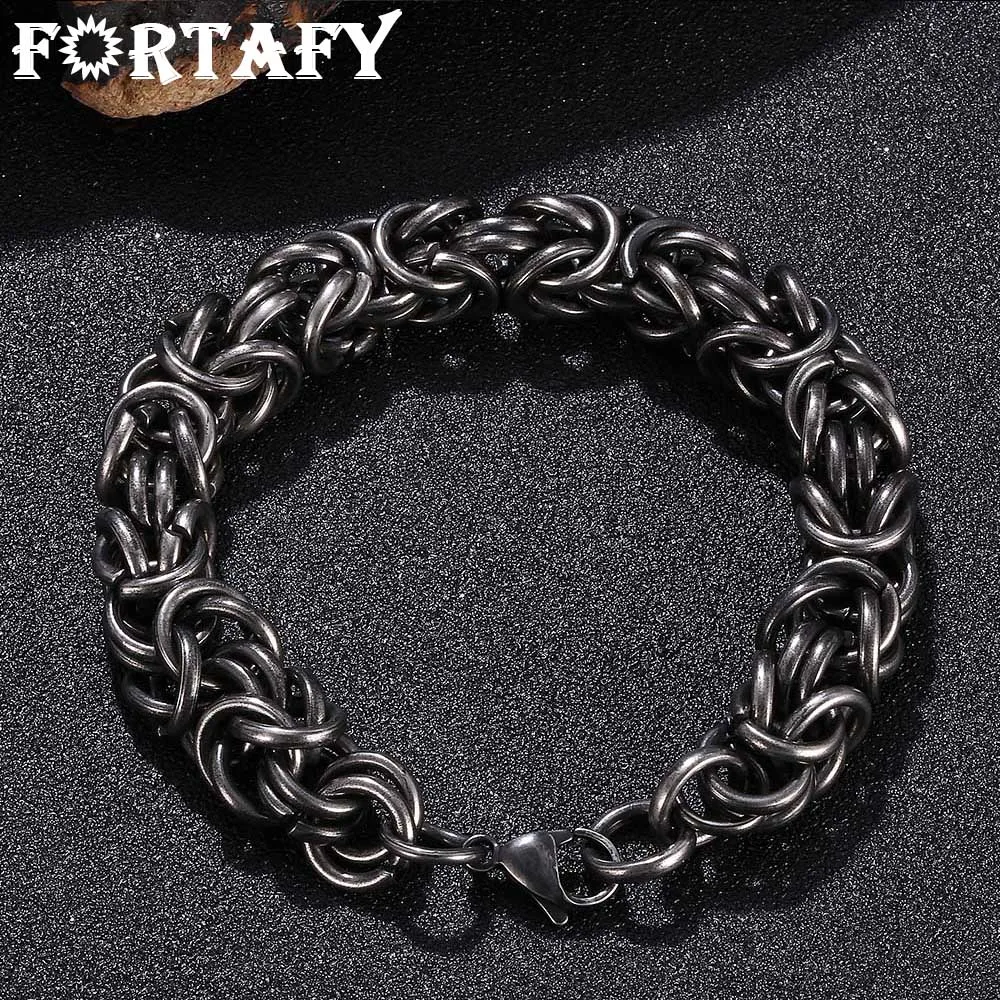 

FORTAFY Vintage Stainless Steel Chain Bracelet Men Link Chain Bangles Punk Hiphop Male Hand Jewelry for Boyfriend Gift FRGS0119