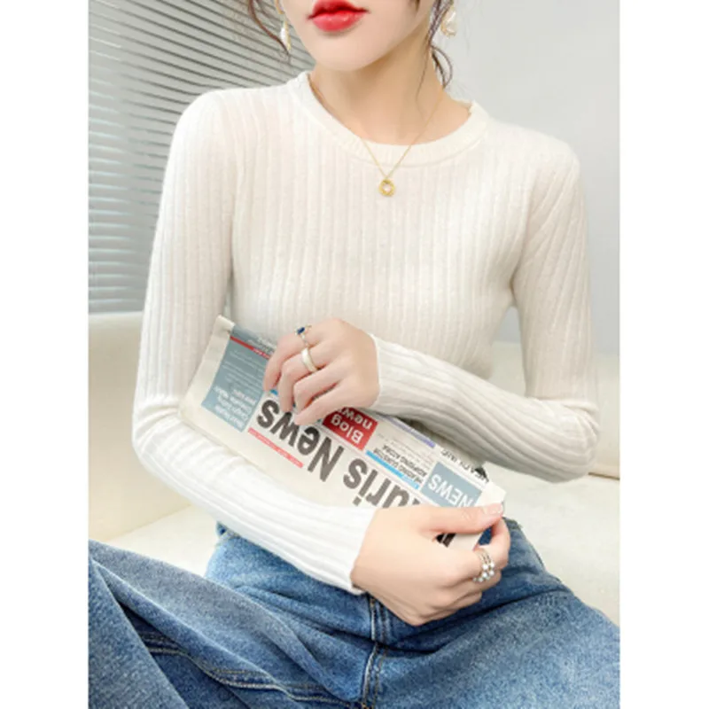 

2022 Spring New Fashion Women Long Sleeve Basic Stripe Pull Sweaters Rib-knit Pullover Jumper Female Pull Clothing Coat