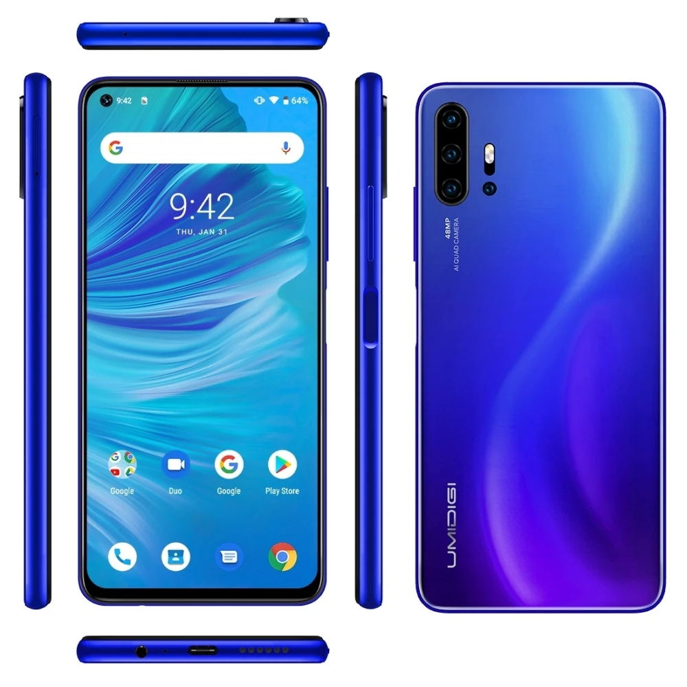 Смартфон UMIDIGI F2 Android 10 6 + 128 ГБ 8 ядер 48 МП 32 две SIM карты LTE 4G 53 дюйма сканер отпечатка