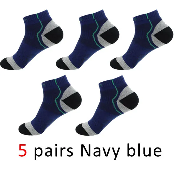 Navy blue VERIDICAL Высокое качество Мужские носки, модный толстый носок Coolmax тапочки Термальность Полотенца подошвой чулочно-носочные изделия махровые носки-башмачки до лодыжки носки 5 пар - Цвет: Navy blue