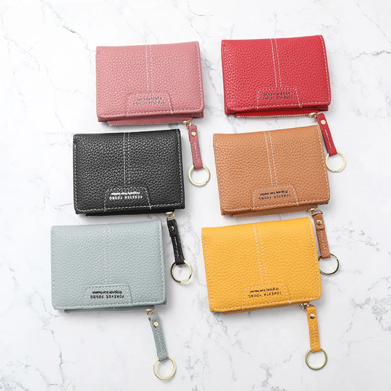

Brand Yellow Women Wallet Soft PU Leather Female Purse Mini Hasp Card Holder Coin Short Wallets Slim Small Purse Zipper Keychain