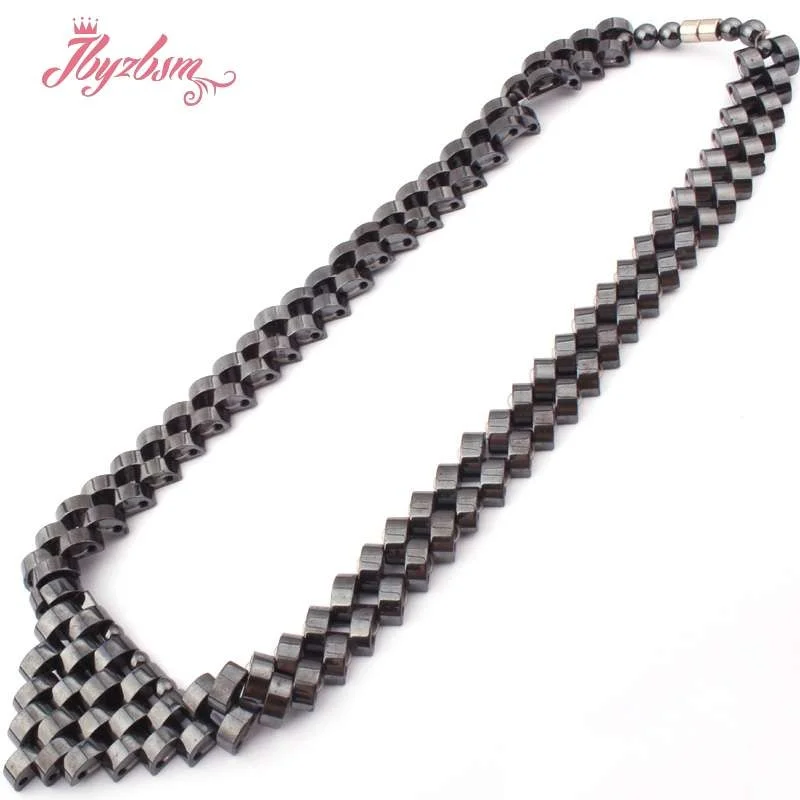 Бусины Из Гематита и натурального камня прямоугольные (без магнита) черные 4 х10 мм