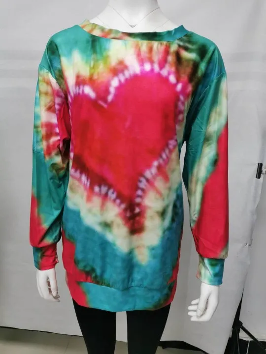 Женский Свободный свитшот с принтом Повседневный пуловер оверсайз круглым