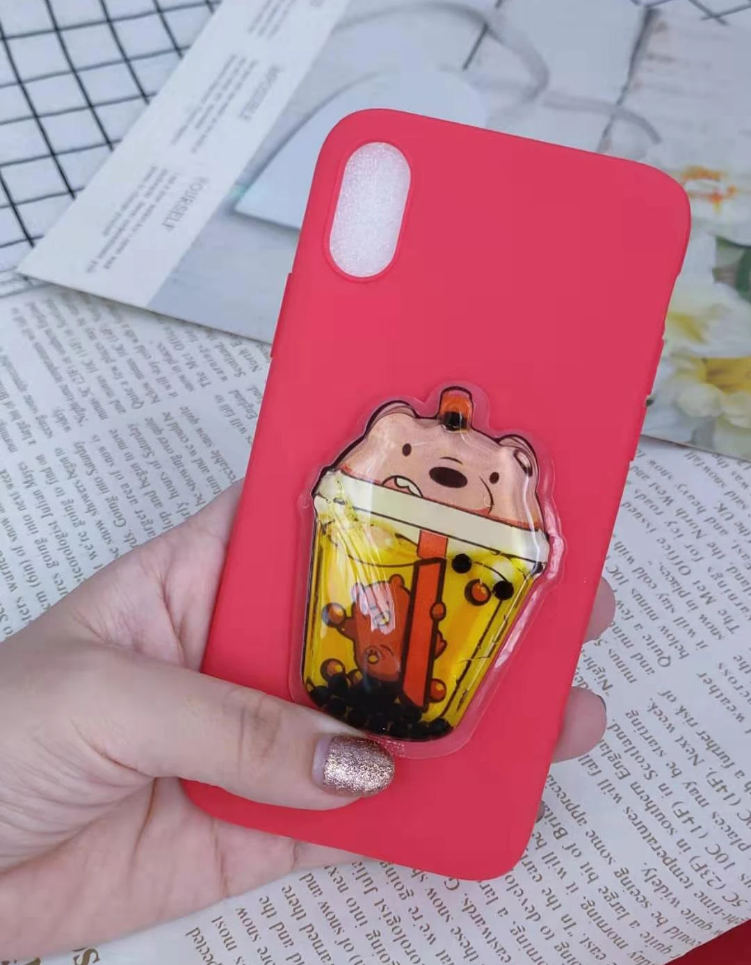 BrowBear Red Милый чехол из ТПУ для samsung Galaxy J2 Pro J3 J4 Plus J5 J6+ J7 Neo NXT J8 с милым мягким медведем - Цвет: BrowBear Red
